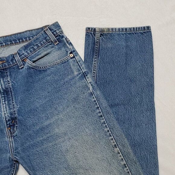 VINTAGE 1996 Levi's 505 Orange Tab Relaxed Fit Tapered Leg Distressed Mom Jeans - Picture 7 of 12